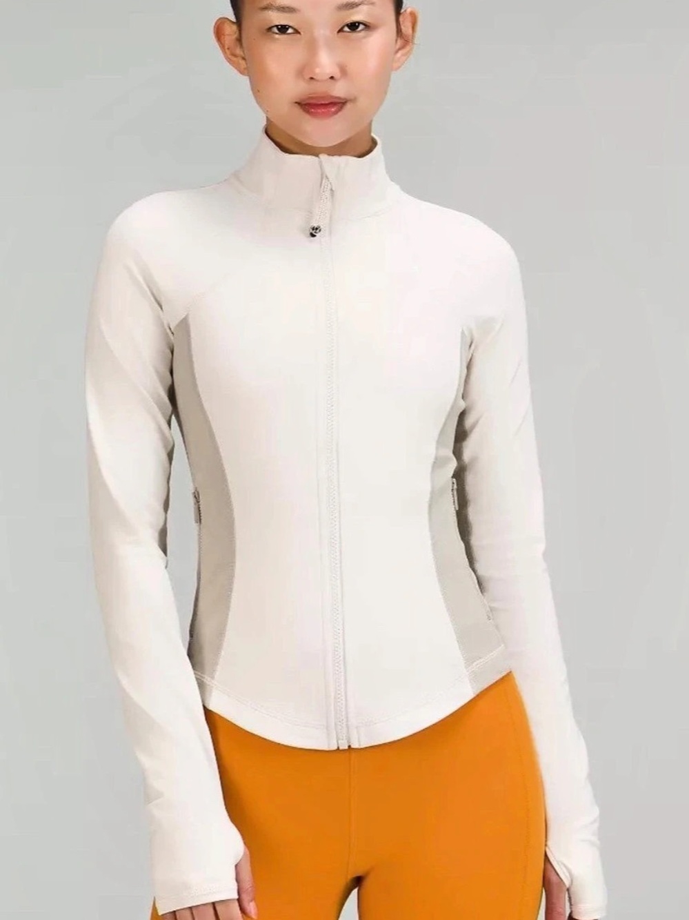 Lululemon Throwback Shape Jacket Womens size 8 White Gray Activewear Gym